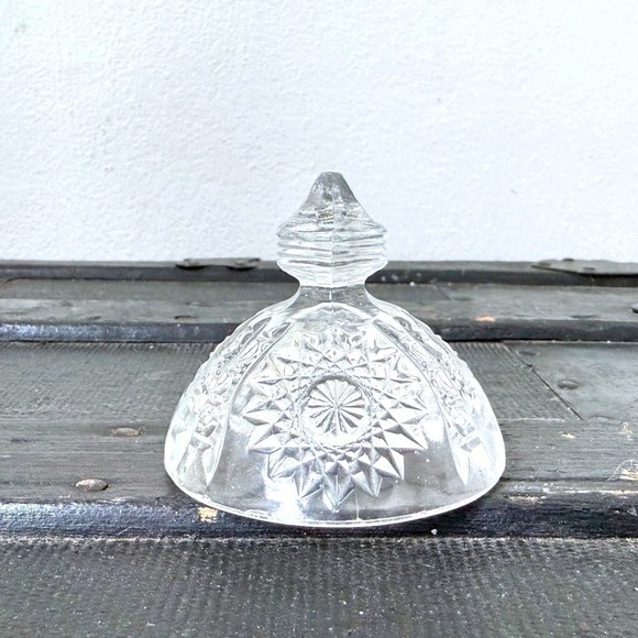 Other - Vintage Clear Pressed Glass Replacement Lid Starburst Pattern 2.75"